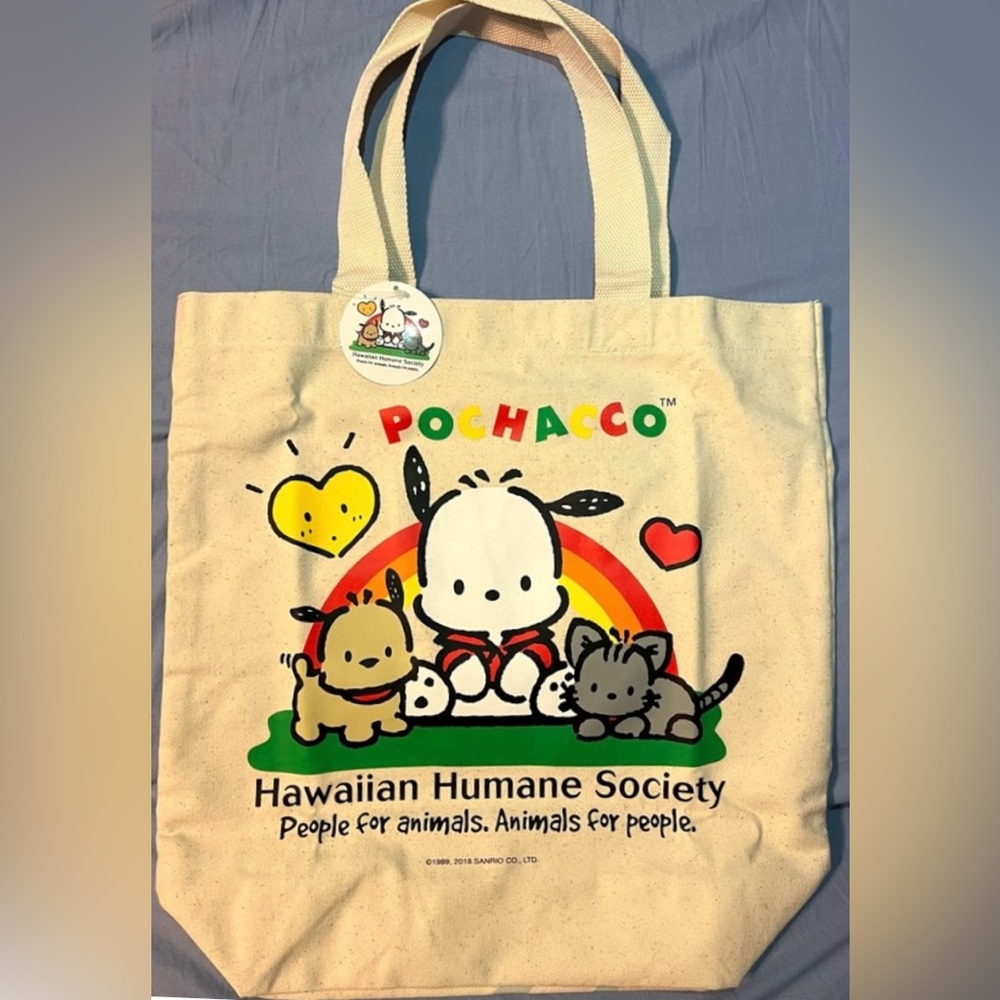 Hawaiian Humane Society x Sanrio Pochacco Natural Canvas Tote Bag